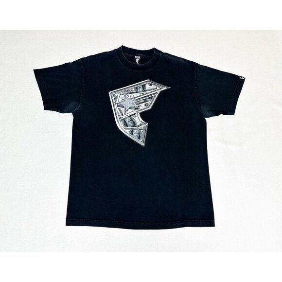 Vintage Famous Stars and Straps T-Shirt Medium Black Skater Ben Franklin Money - Picture 2 of 9